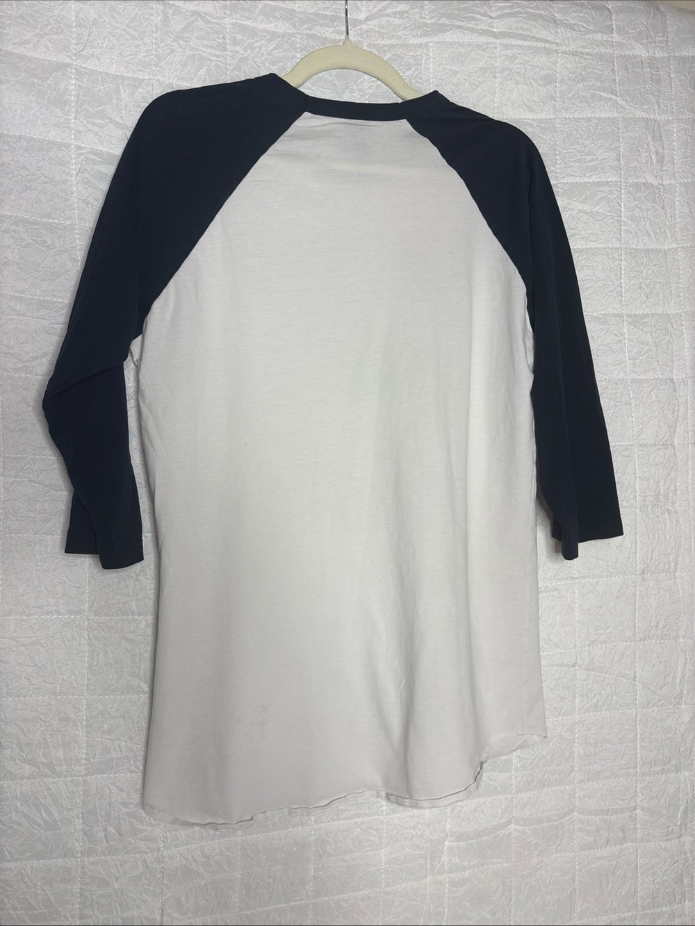 Ladies Two-Tone Raglan Graphic Baseball Tee - White & Black size Med - Picture 3 of 5